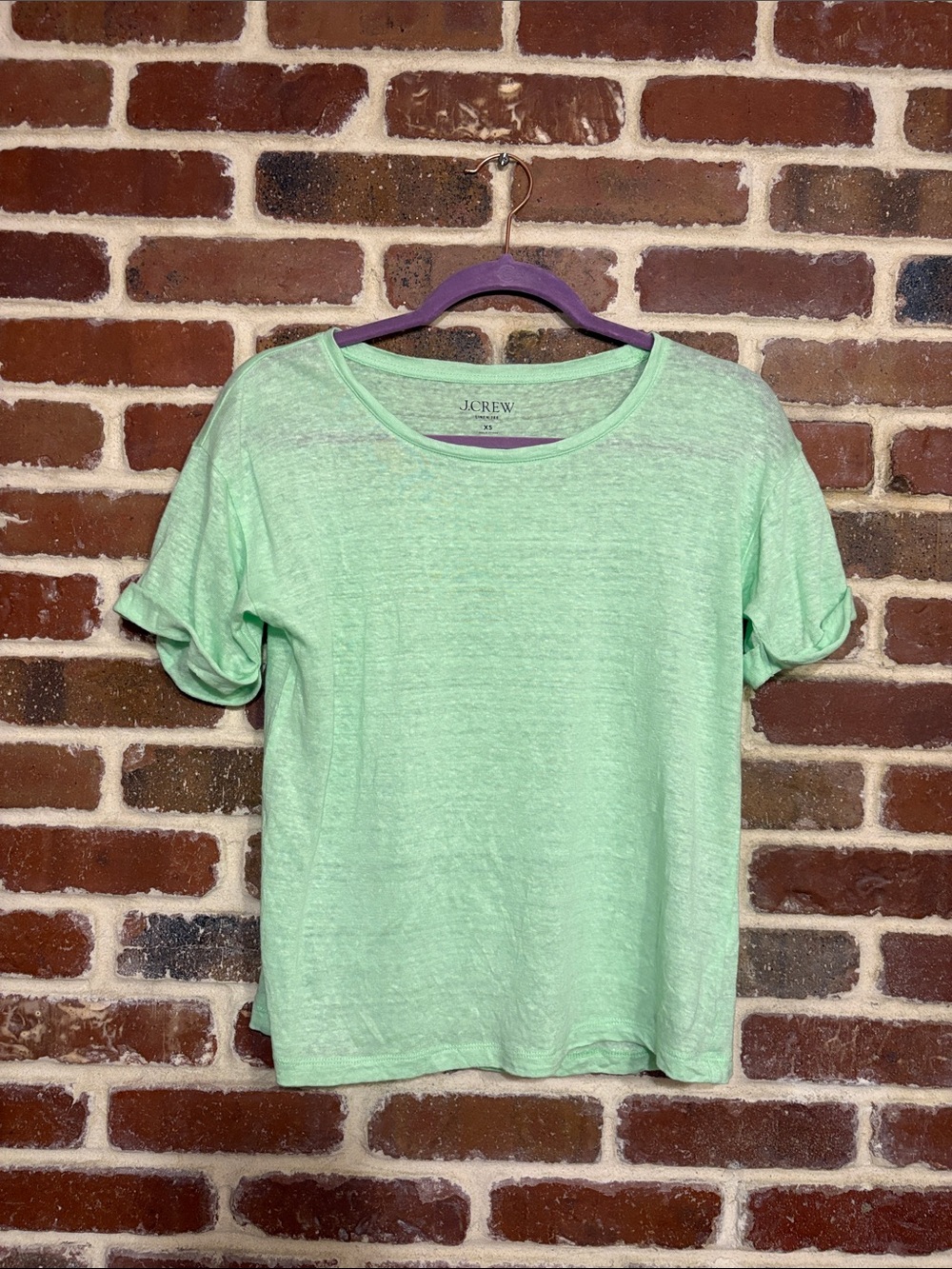 J. Crew Light Mint Green  Short Sleeve Linen Tee size xs